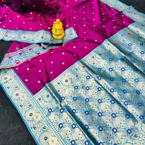 *Lichi silk saree with zari weaving work*