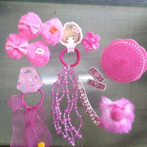 Pink Combo Of Hair Accessories