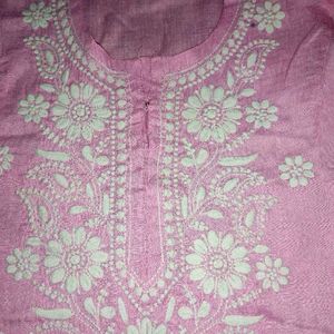 Pink Chikankari Work Beautiful Kurta