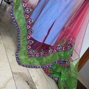 lehenga style semi stitch saree