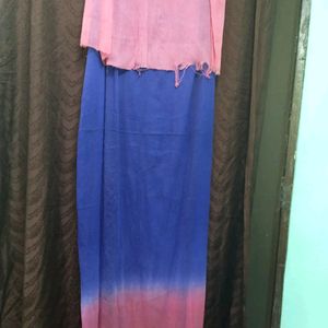 Dupatta dye design colour blue,pink Fabric silk