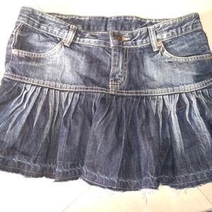 Cute Pleated Denim Skirt