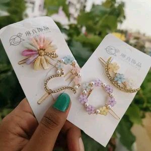 Floral Crystal 4 Hair Clips