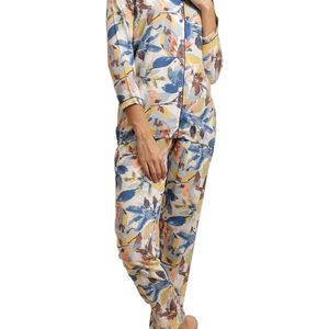 Floral Rayon Blue Night Suit for Women/Pajama Set