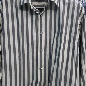 Grey Stripes Linen Shirt