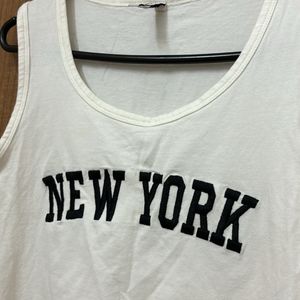 NEW YORK Sleeveless White T-shirt