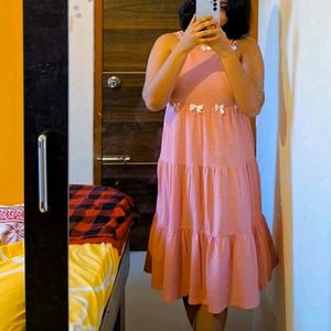 Coquette Peach Dress - Free size