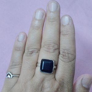 Steel Ring With Natural Blue 🔵sapphire Gem