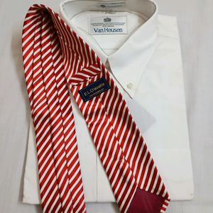 E.L. Cravatte Red Stripe Silk Men's Tie (New)