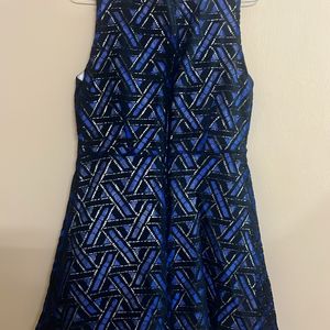 Mini A-line Party Wear Dress In Navy Blue