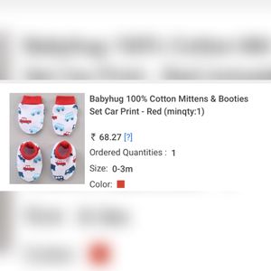 Babyhug 100% Cotton Mittens And Booties