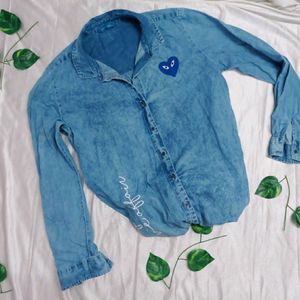 tokyo talkies dark blue long denim shirt