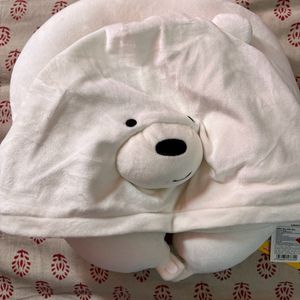 We Bare Bear Icebear Miniso Hooded Travell Pillow