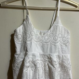 White Cute Peplum Top Embroidered