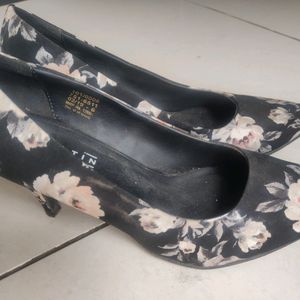 Black Printed 3 Inches Heels