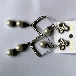 Party Wear White Earring