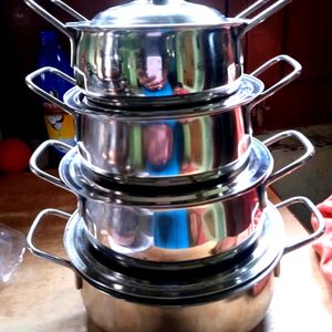 Cookware Set, Stainless Steel , 4 Piece With Lids