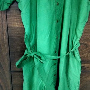 H&M Green Shirt Dress With Belt