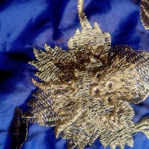 Blue Heavy Dupatta With Golden Work