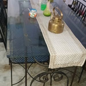 Glass TOP IRON DINING TABLE