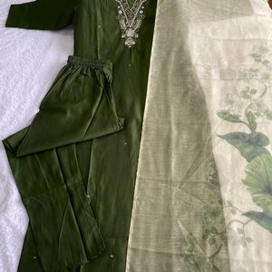 Premium Roman Silk Suit Set For Women