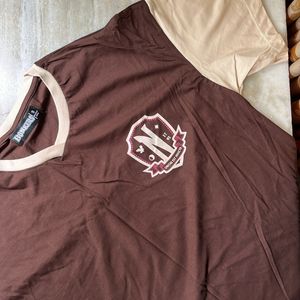 brown oversized tee with back print