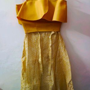 Mustard Crop Top And Long Skirt