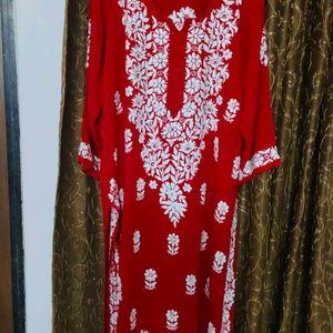 Red ♥️ CLR Modal Handwork Lucknowi Kurti