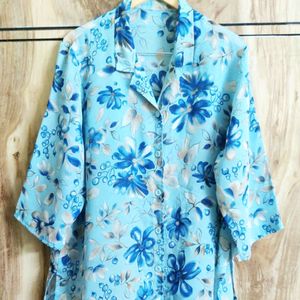 Blue Floral Shirt Size-44-46