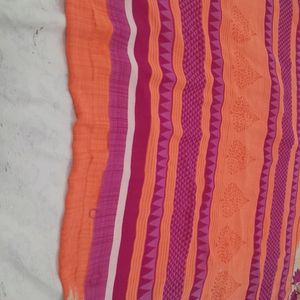 Lotus Design Pink Orange Combo Saree