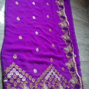 Onion Magenta Embroidery Party Wear Gorgette saree