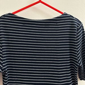 Navy Blue And White Striped Top