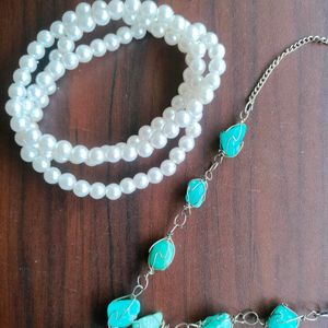 FREE PEARL CHAIN!! With Beach Themed NECKLACE