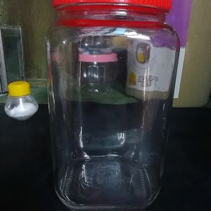 five small glass jar , container one big glas