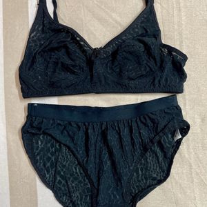 Black Zebra Design Bra Penty Set