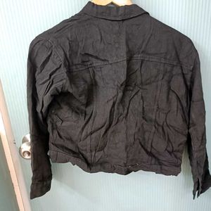 Black Denim Crop Jacket For Women