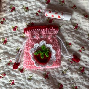 Crochet Strawberry Pouch!!