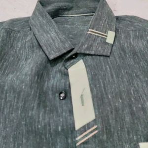 Mens Formal Poly Cotton Khadi Half Sleeve Dark Gre