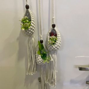 Set of 3 macrame plant and pot hanger , boho style