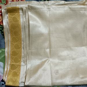 Sandle Color Saree With Pink Embroidery Mundhani.