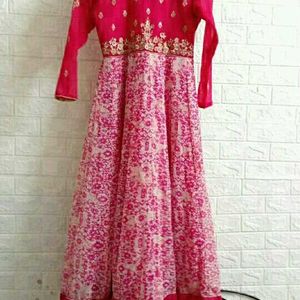 Rose Pink Worked Ethnic Gown