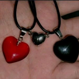 Two Magnetic Glass Heart Necklace!