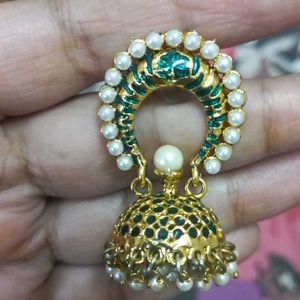 Green And Golden Ethnic Jhumka