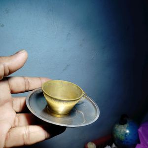 Miniature Brass Cup And Steel Plate From Bahrain