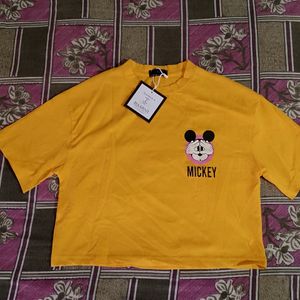 Yellow Crop Mickey Tshirt