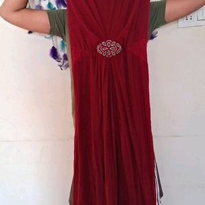 party wear cherry red colour dress.