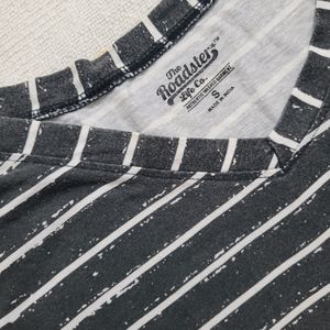 Grey And White Striped T Shirt