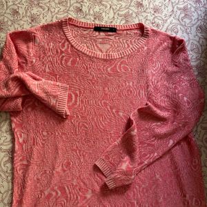 Pink Lightly Knitted Cotton Top - Madame - Size L