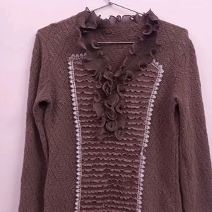 Woolen Mud Brown Color Top