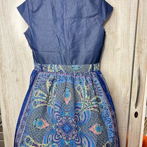 Denim Long Dress in Blue colour